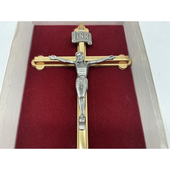 Gold Tone and Pewter 8 Inch NIB Crucifix Christian Religious Wall Hanging Cross - Picture 7 of 13